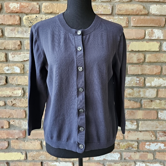 LOFT - Free in Bundle - Slate Blue 3/4 Sleeve Button-Down Cardigan Sweater - Picture 1 of 15